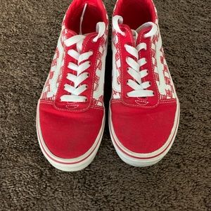 Vans girls red and white old school skateboard shoes
